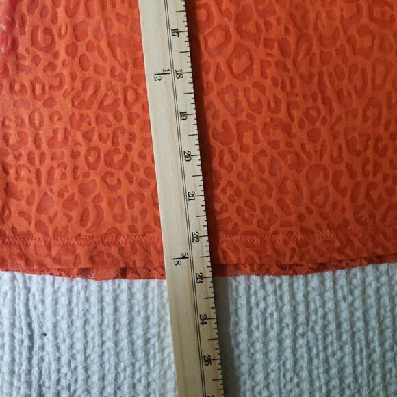 Y2k Tank Top Orange Floral Lace Back Sheer Cheetah Front 90's 2000s Women's Sz L - Picture 10 of 11